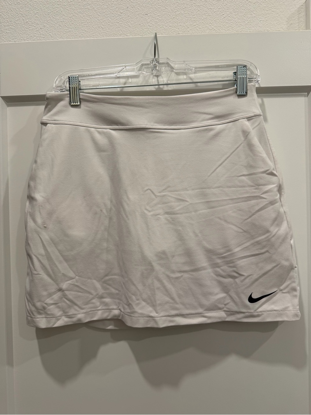 Nike White A-Line Athletic Skort with Black Swoosh